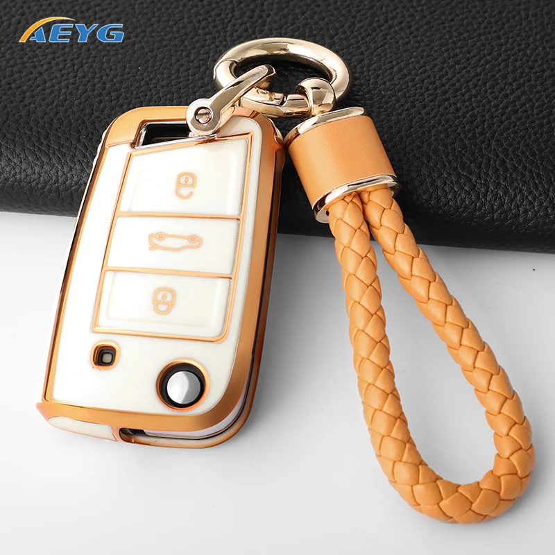 Car Key Case Cover Shell Fob For VW Volkswagen Golf 7 MK7 Tiguan MK2 Seat Ateca Leon FR Ibiza Skoda Octavia Kodiaq