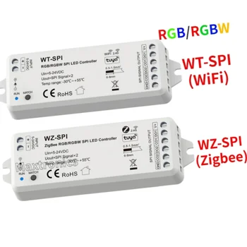 LEDストリップライトコントローラー,wifi,zigbee,rf,1000ピクセル,rgb,rgbw,ws2811,2812b,sk6812,DC5-24V, WT-SPI, WZ-SPI,tuya