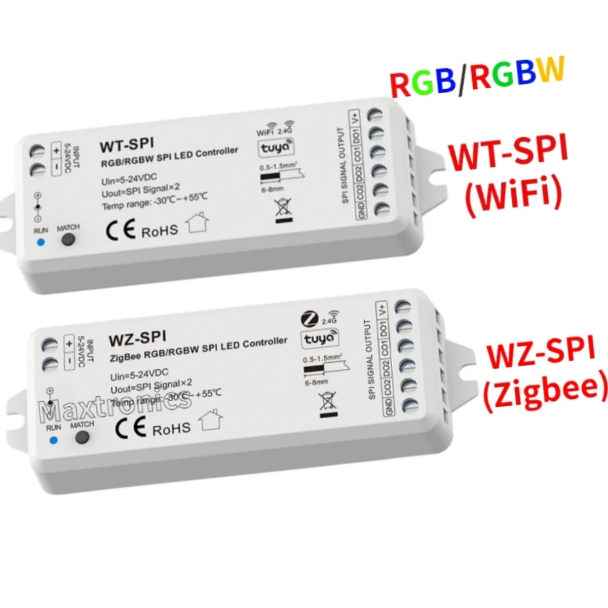 controlador led strip para spotlight wi fi zigbee rf 1000pixel rgb rgbw ws2811 2812b sk6812 dc524v wt spi wz spi tuya 01