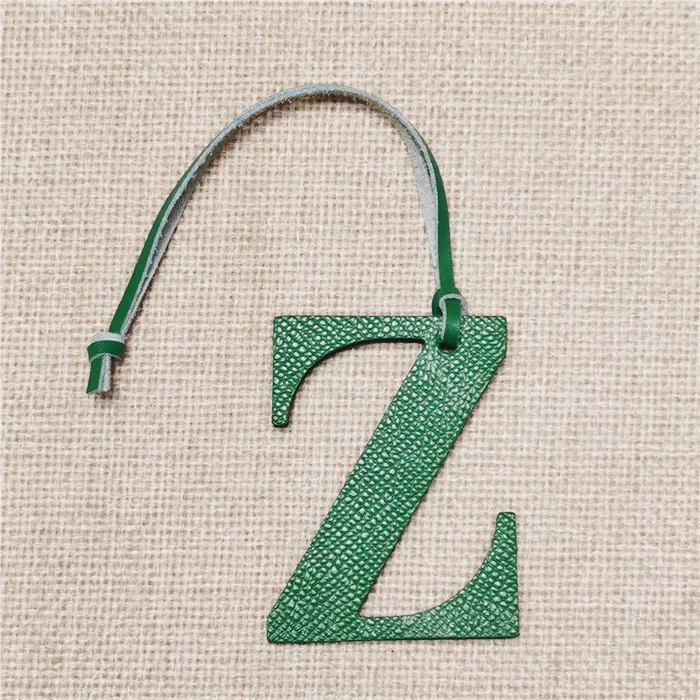 English Letter U V W X Y Z Alphabet Cowhide Pu Leather Name Initial Capital Keychain Pendant Ladies Women Bag Accessories Charm