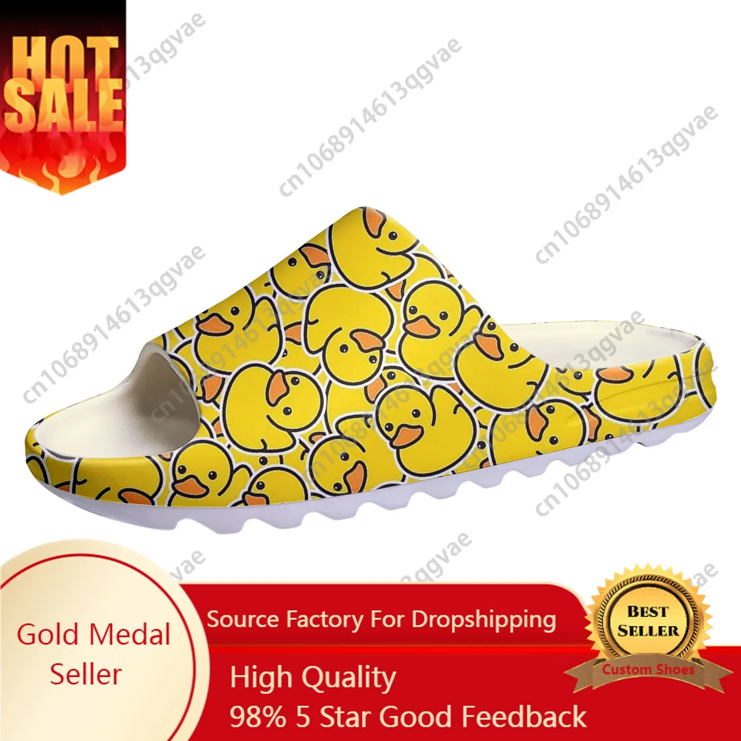 

Hot Yellow Duck Pattern Soft Sole Sllipers Mens Womens Teenager Bathroom Home Clogs Custom Water Shoes on Sandals Shoes