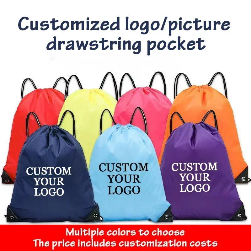 Customized LOGO Oxford Waterproof Bundle Pocket Backpack Large Capacity Drawstring Crossbody Shoulder Back Storage Bag