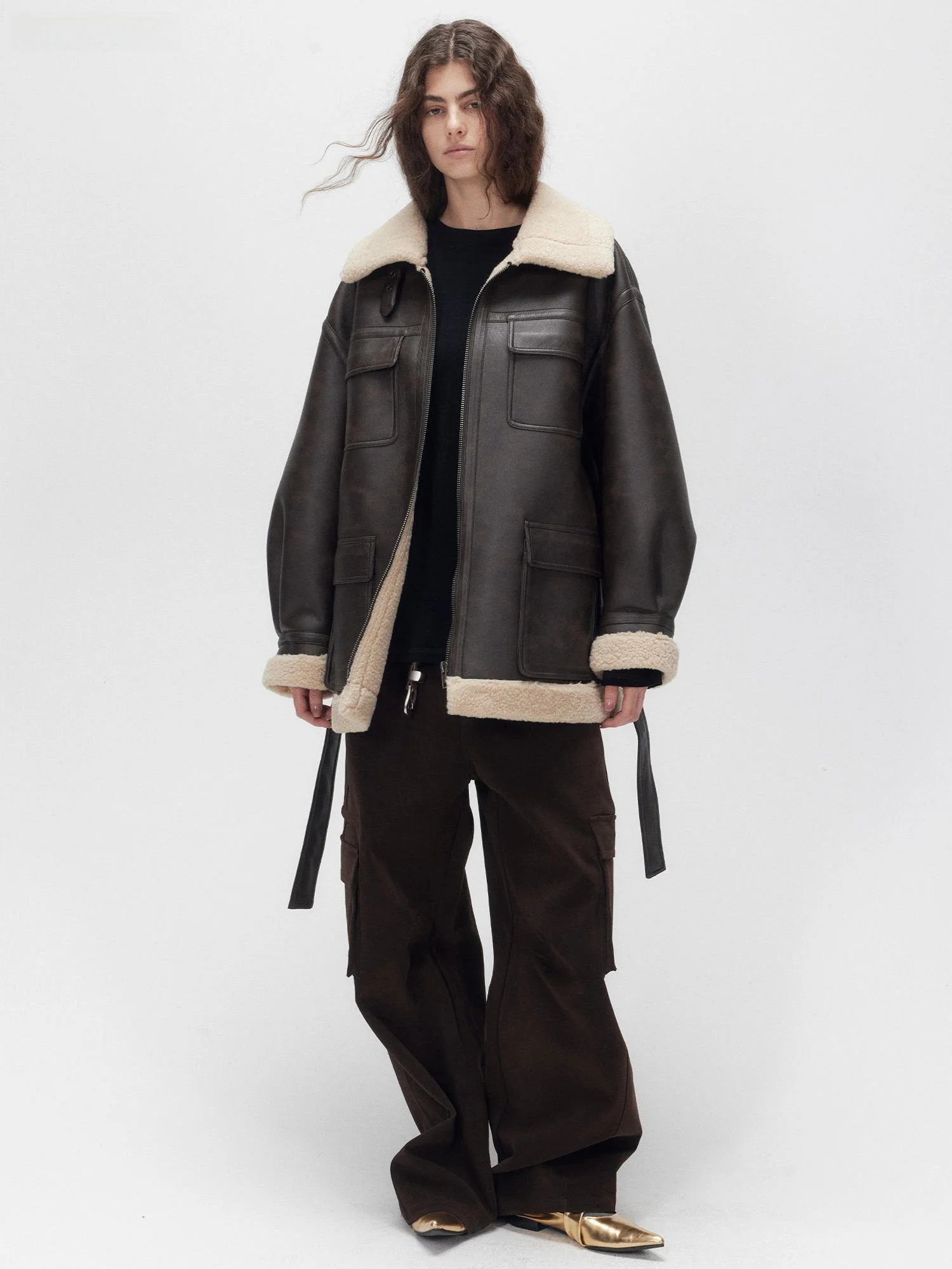 KUCO クラシックレトロ ティエンエド スタンドカラー セフィール レザー ジャケット コート オリジナルデザイン ストレートチューブ ロングスリーブ