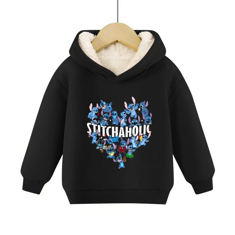 Disney Bluzy Stitch Bluza z kapturem z długim rękawem Dziecięca bluza z kapturem Pullover Odzież sportowa Bluzy z kapturem Odzież Casual Bluza z kapturem