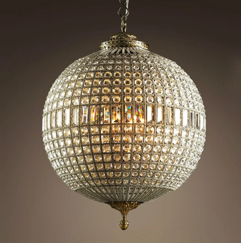 French medieval court style K9 Crystal Pendant light Ball shape hanging lamp For Living Room bedroom bathroom Decorative lights