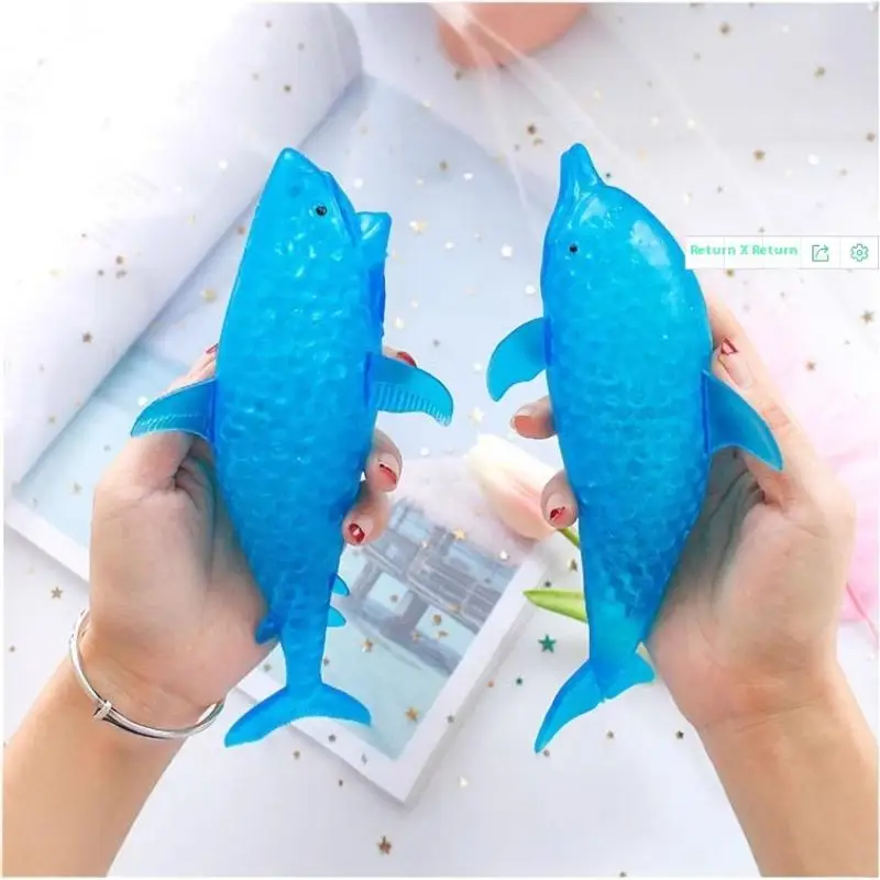 1 pçs elástico estresse squish bola tubarão bolas de estresse golfinho espremer bola mar animal brinquedos de descompressão