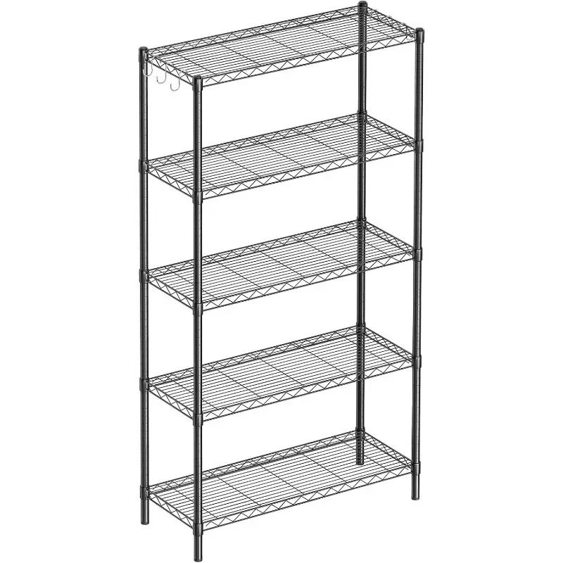 5-Shelf Adjustable Metal Shelf Wire Shelving Unit Heavy Duty Storage Rack Display Shelf for Office,Kitchen,Bedroom,Bathroom