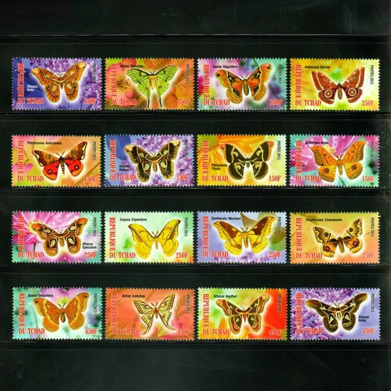 16 PCS, Chad, 2013, Butterfly Stamps, Real Original, MNH