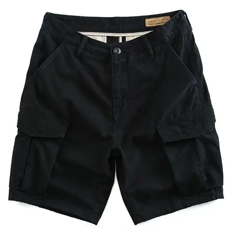 Short Pants for Men with Zipper Button Solid Mens Cargo Shorts Japanese Street Style Casual Designer Clothes Comfortable Y2k