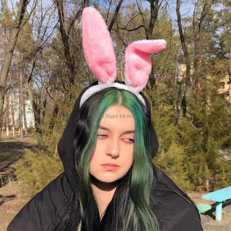 Plush Hair Hoop Bunny Ears Headband Theme Party Stage Performance Headdress Christmas Easter Cosplay Costum