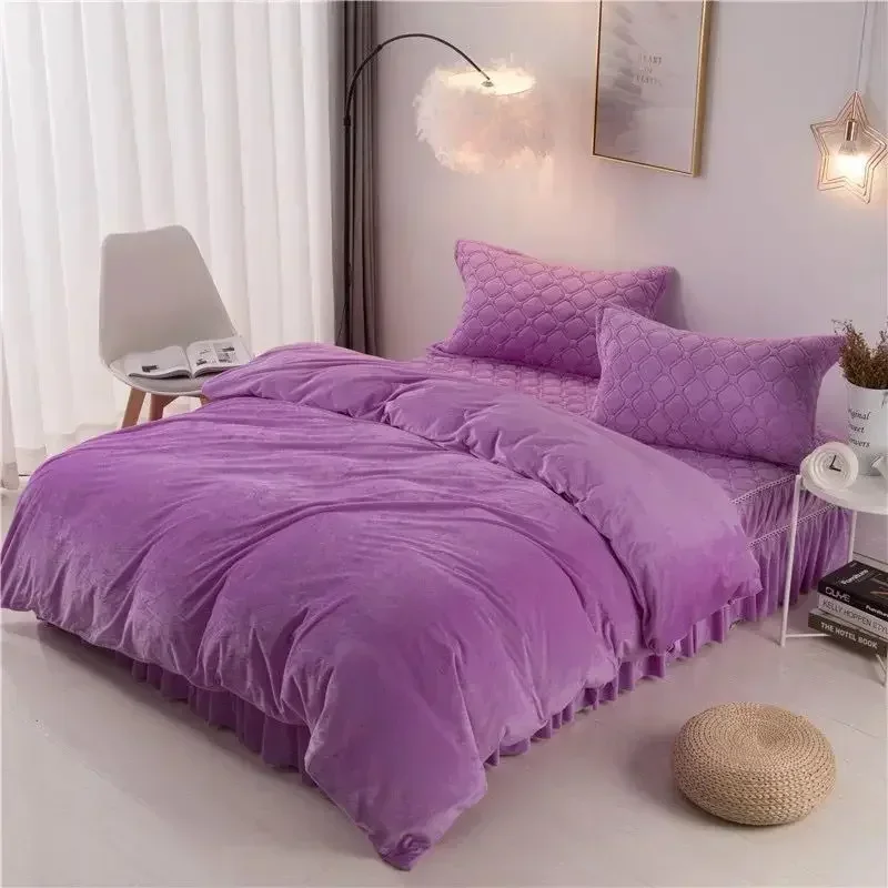 Pure Color Crystal Velvet Duvet Cover Winter Comforter Quilt Cover Twin Queen King Size dekbedovertrek 240x220cm