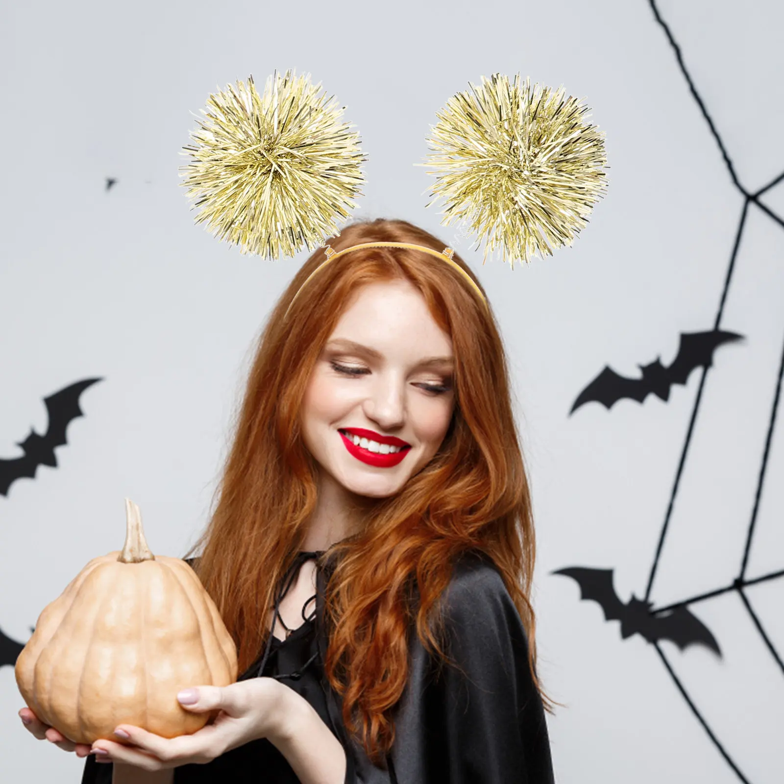 

2Pcs Shimmering Bopper Headbands Adult Women Fashionable Pom Pom Hair Bands for Valentine's Day Photo Booth Wedding Spring Party