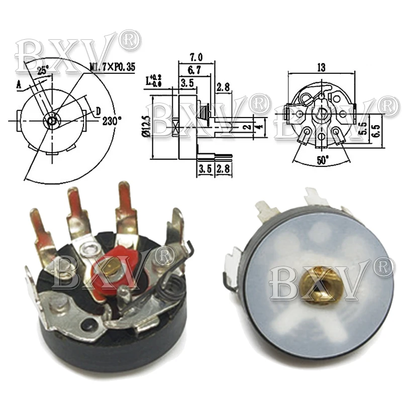 5PCS/LOT Straight Angle Radio Potentiometer RV12MM B10K B103 B50K B503 Power Amplifier Volume Potentiometer With Switch 12mm 