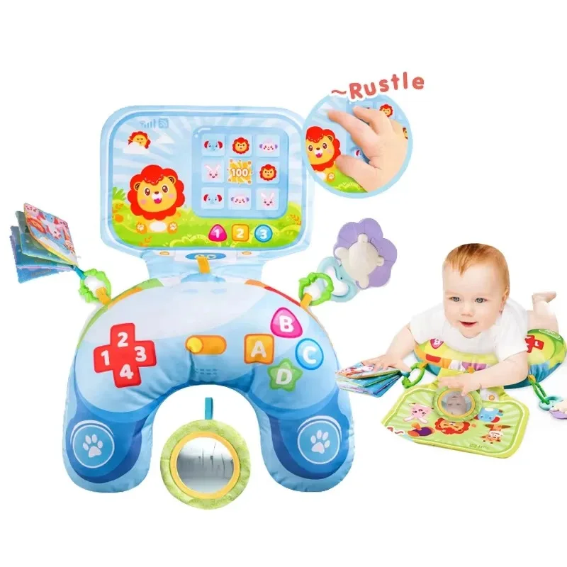 وسادة الطفل وقت البطن لعبة مونتيسوري عالية التباين اللعب الحسية الوليد رئيس متابعة التدريب وسادة عضاضة خشخيشات 0 6 12 شهرا