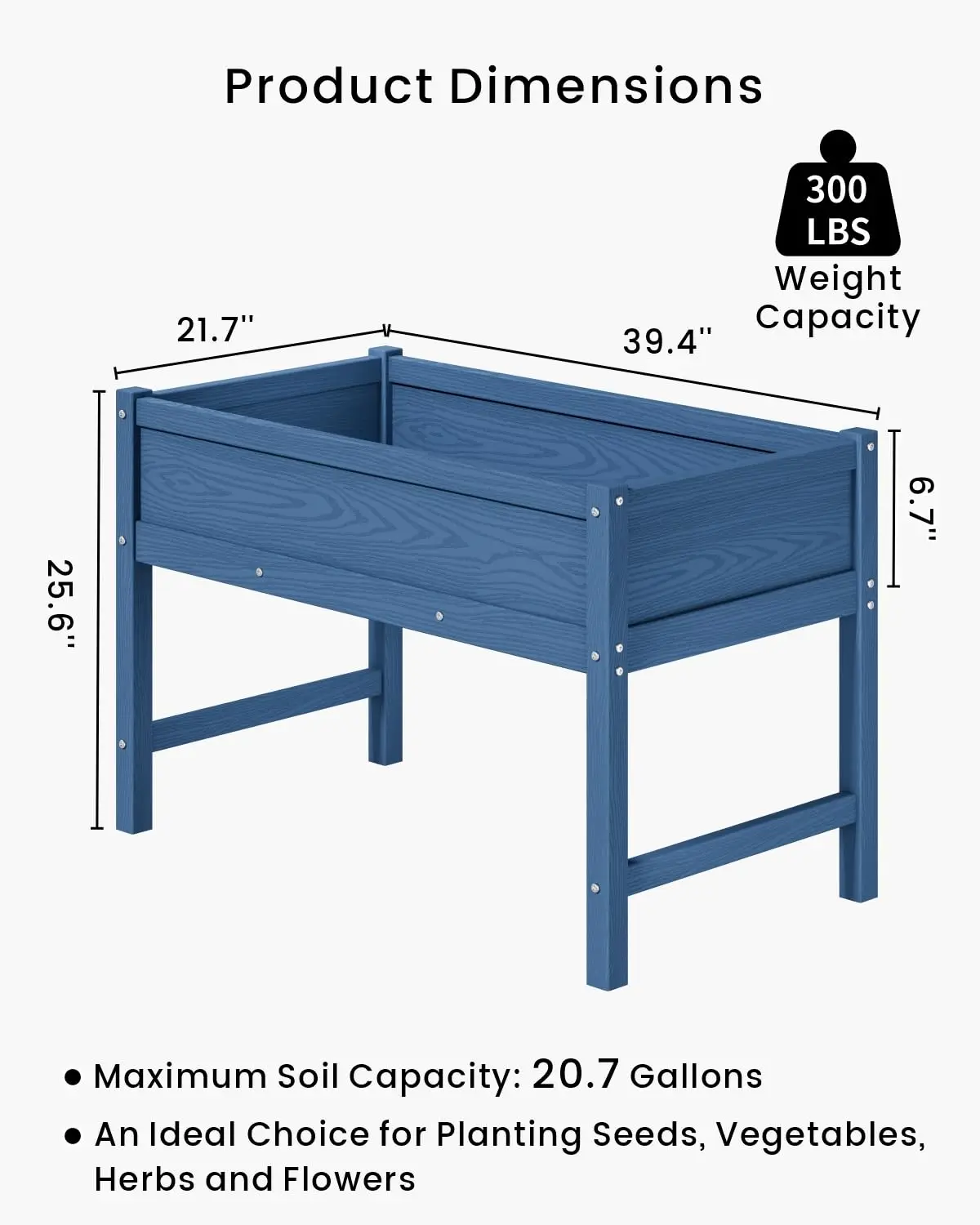 Weatherproof Raised Garden Bed, HDPE Outdoor Elevated Planter Box with Legs, Garden Box, Flower Beds for Patio,, Customized
