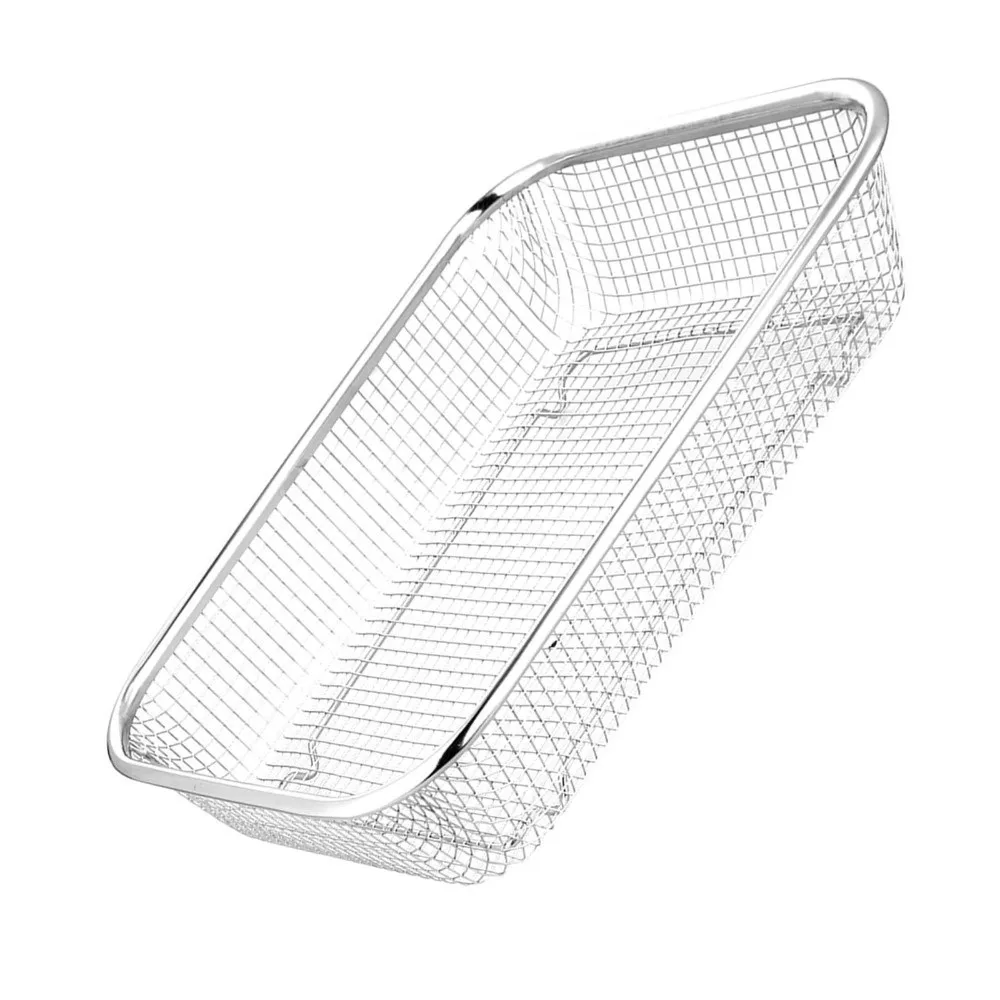 Stainless Steel Mesh Drain Basket Anti-rust Thickened Chopsticks Storage Basket Rectangle Mesh Filtering Sink Colander