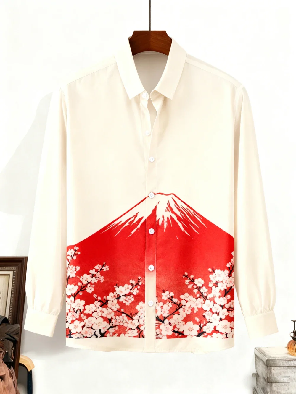 

Men's Shirts Retro Simple Japanese Style Ukiyo-e Waves Carp Snow Mountain Pattern 3D Printed Shirt Hawaii Beach Vacation Clothes