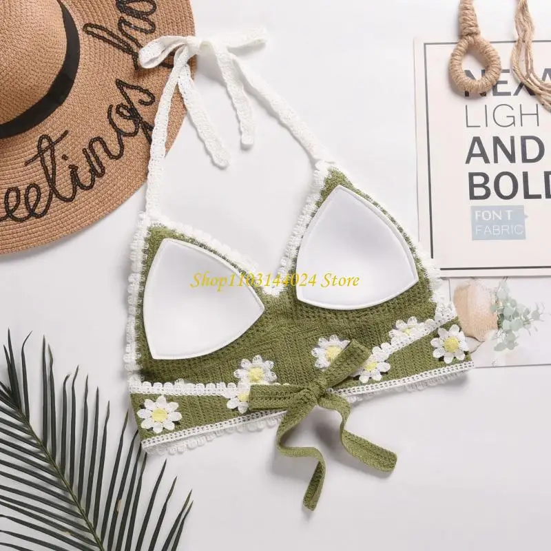 N5KE Lovely Bralette Crop Tops Inner Base Padded Floral Camis Sexy Summer Vest Girls