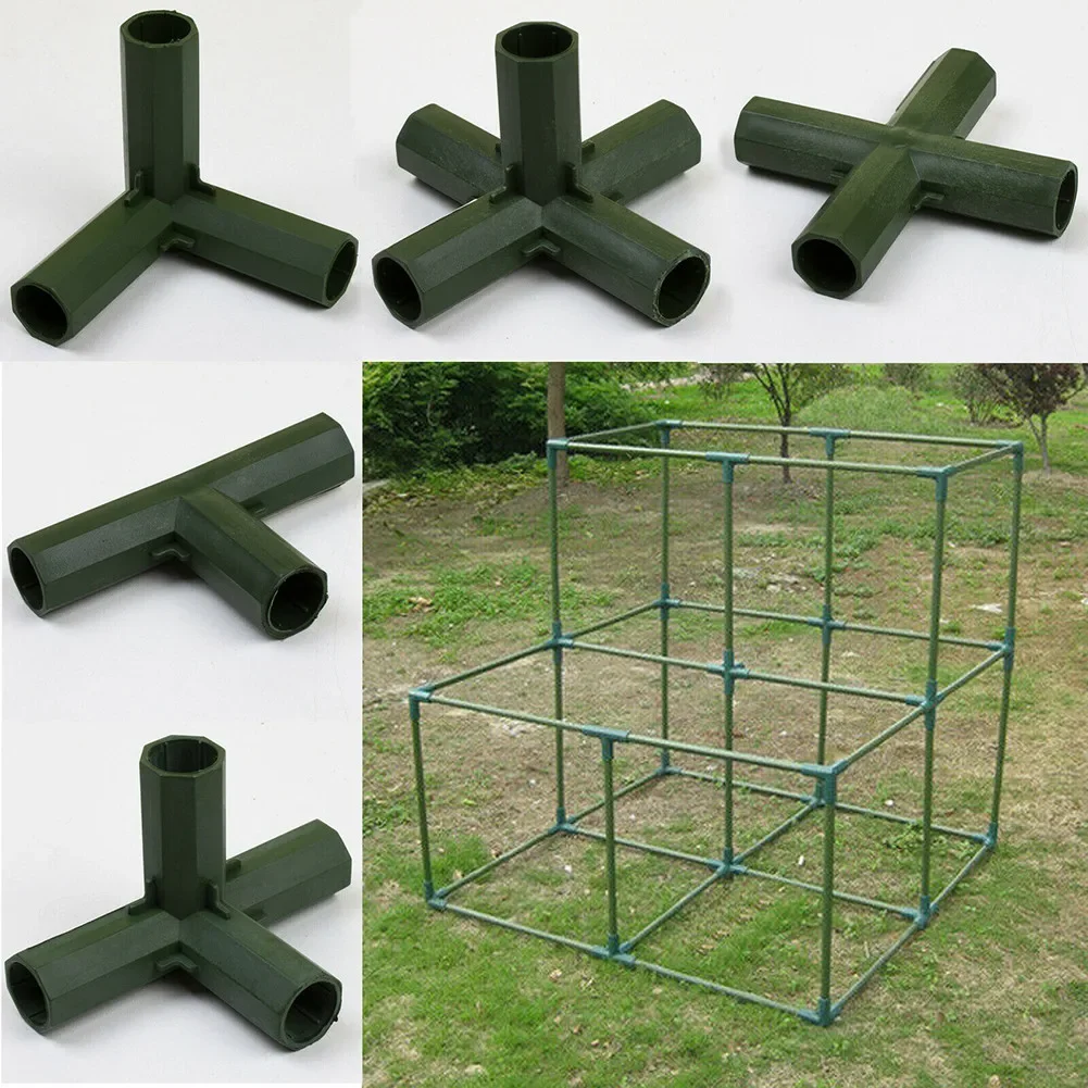 4pcs Connector Plastic Structure Connectors Green Outdoor Garden Greenhouse Pole Joints Adapter Garden Structure Pole Joints