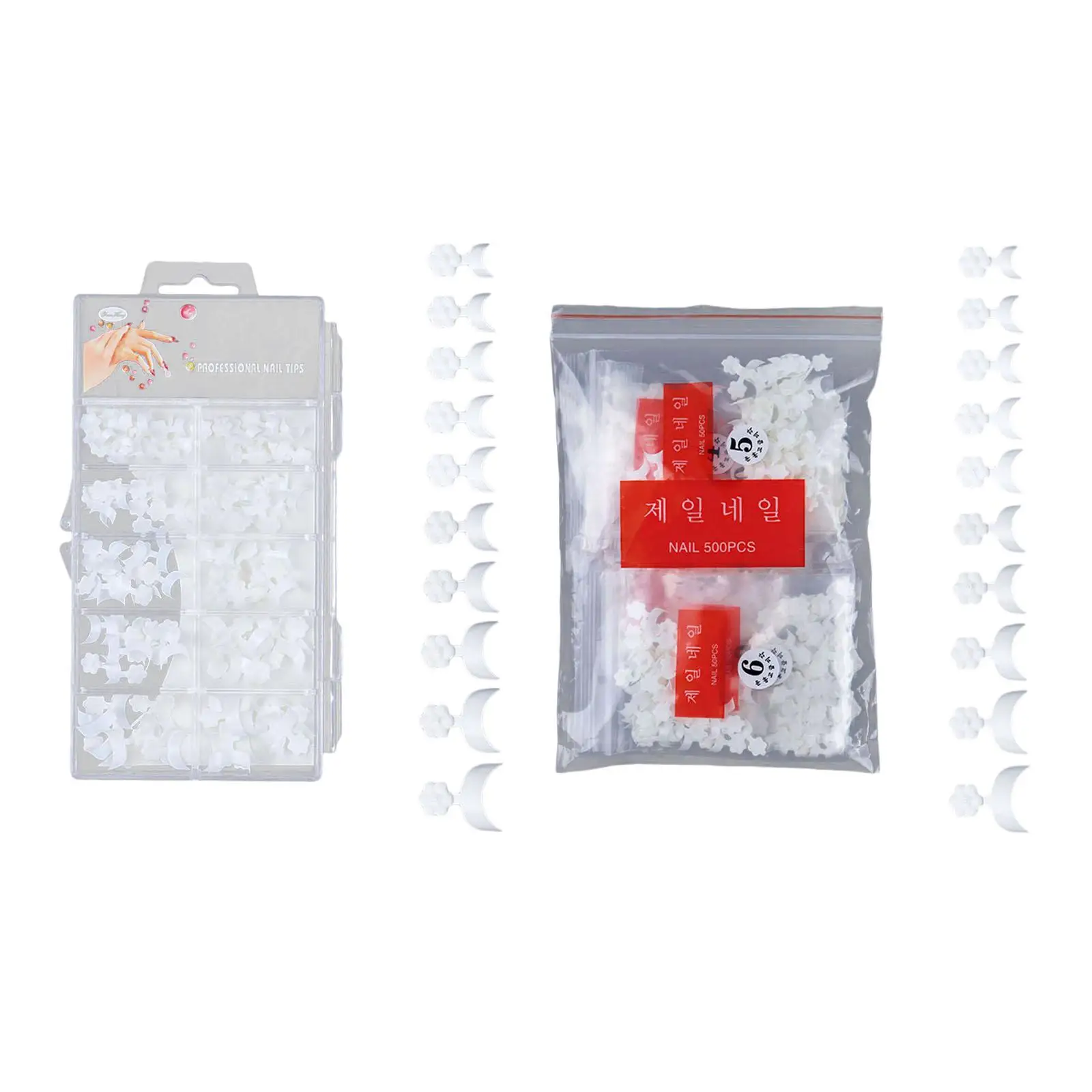 Franse nageltips Vingernageltips Witte halvemaanvormige nepnagels met halve dekking