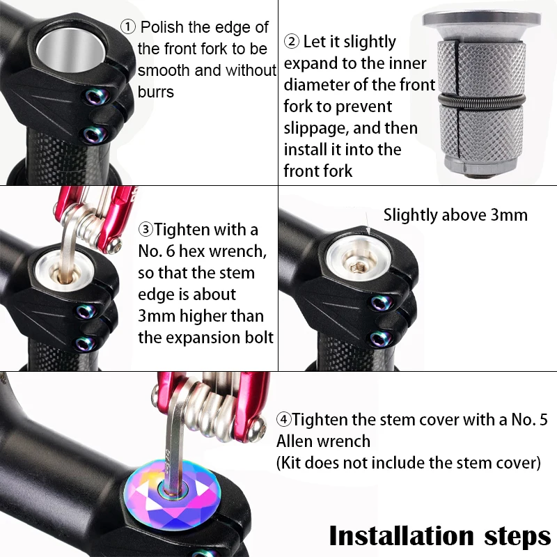 28.6mm Bike Fork Steerer Bicycle Expansion Bolt Expander Plug Bike Stem Top Cap Carbon Compression CNC Cycling Expansion Screw