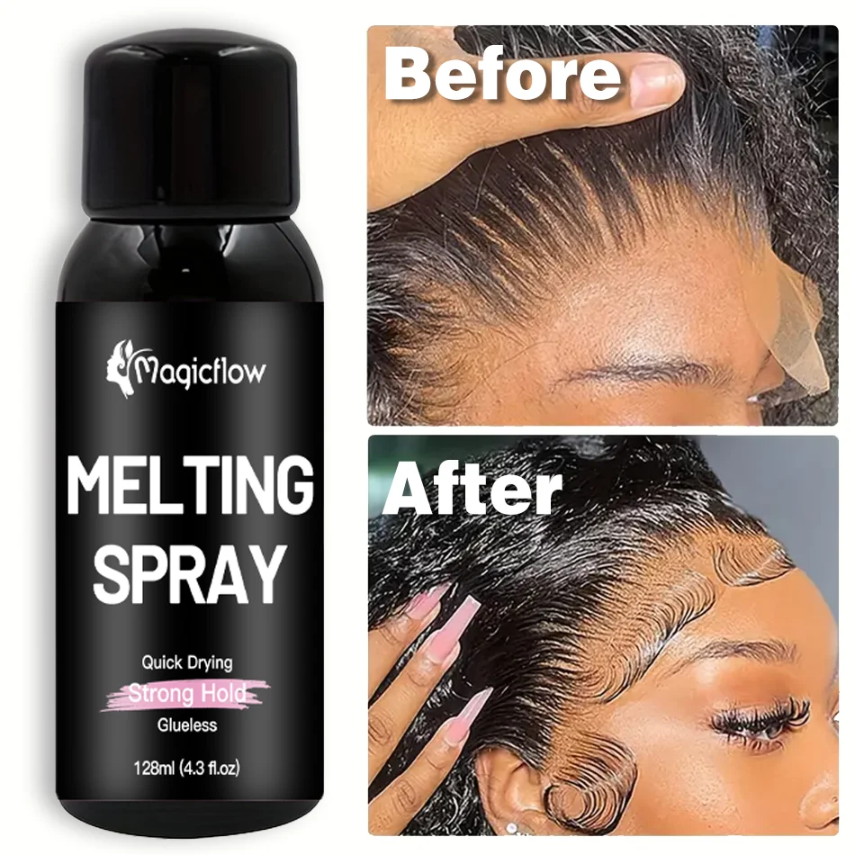 128 مل / 4.3 أوقية رذاذ ذوبان الدانتيل الطبيعي - رذاذ ربط قوي بدون صمغ للشعر المستعار | لاصق للشعر سريع الجفاف #1