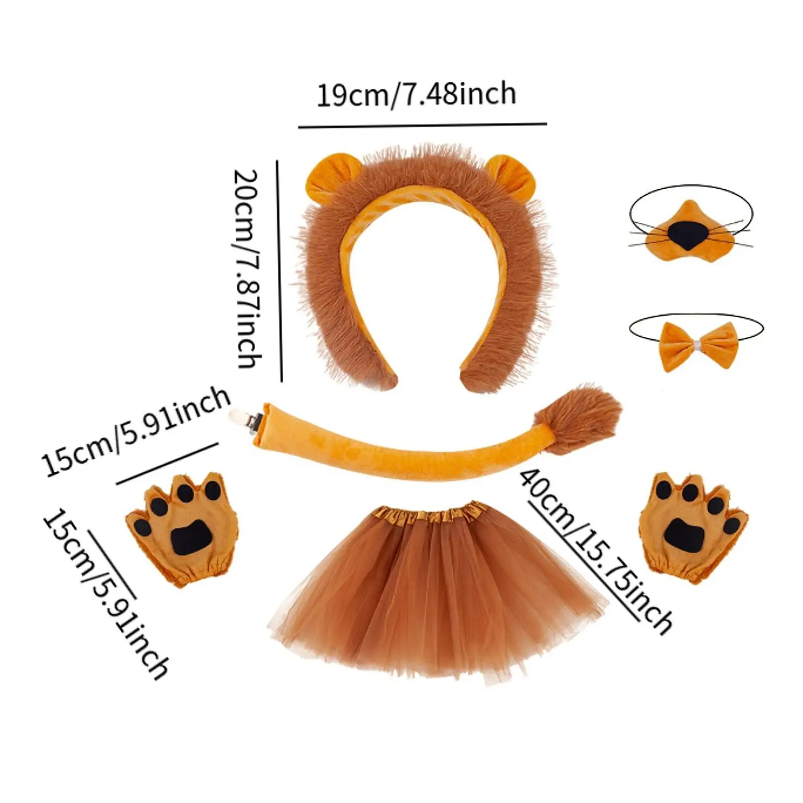 Lion Ears Noise Bow Tie Tail Palms Set Headwear Novelty Roles Playing for Movie Props Holidays Stage Performance Festivals Party