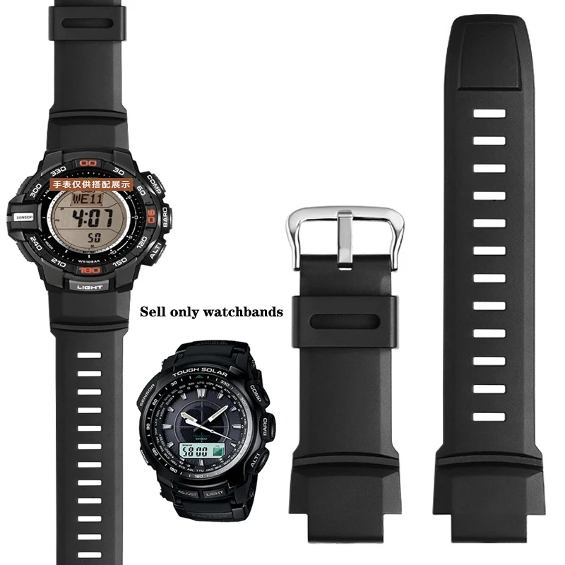 Pulseira de relógio de silicone 18mm para casio g-shock pulseira protrek PRG-500 510 550 280 250 PRG-260 270 500 PRW-3500 2500 5100 cinta