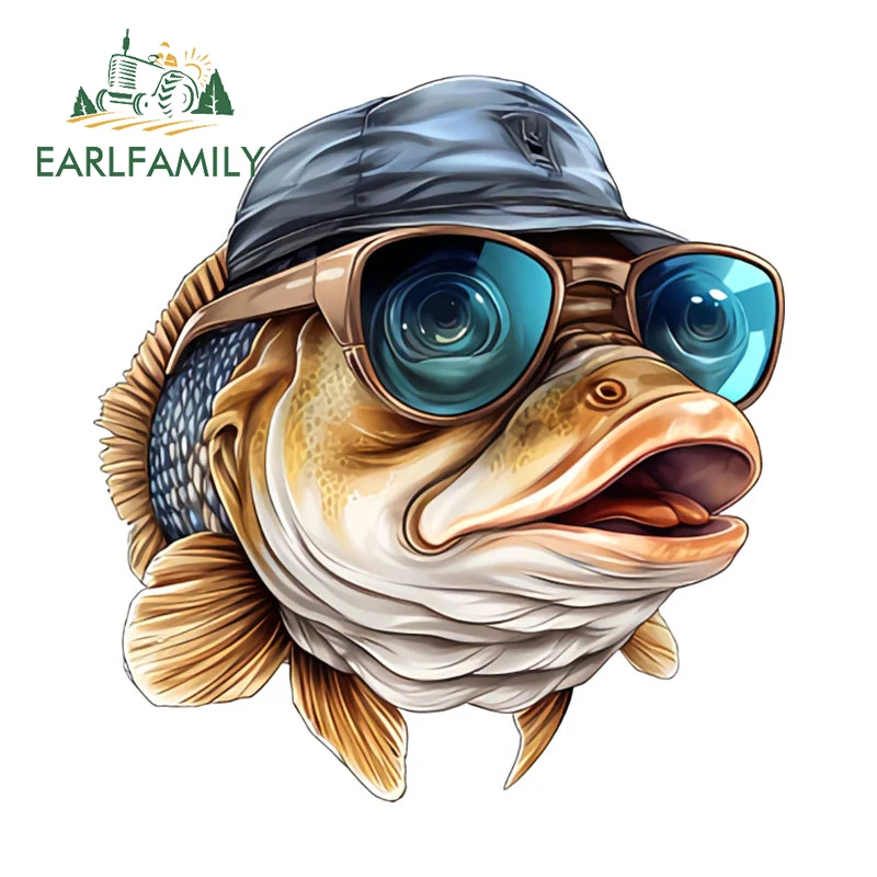 EARLFAMILY صور نابضة بالحياة من الأسماك في القبعات ملصقات السيارات خوذة فنية جميلة مرآة الرؤية الخلفية الشارات سلع Campervan الرائعة