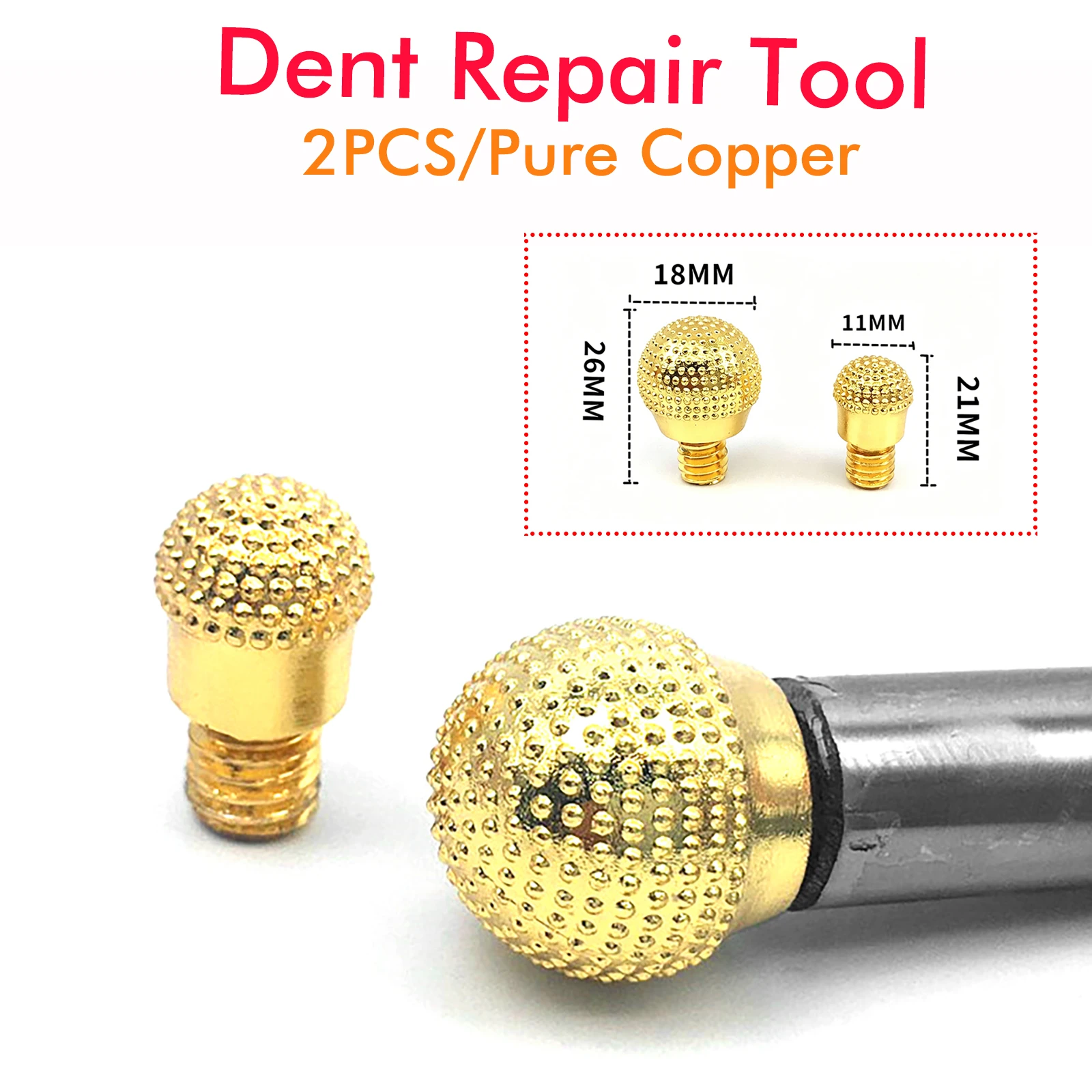 

2Pcs/set Car Dent Repair Tools Metric M8 Pure Copper Swivel Magic Ball Dent Pad Head for Car Body Rods Levelling