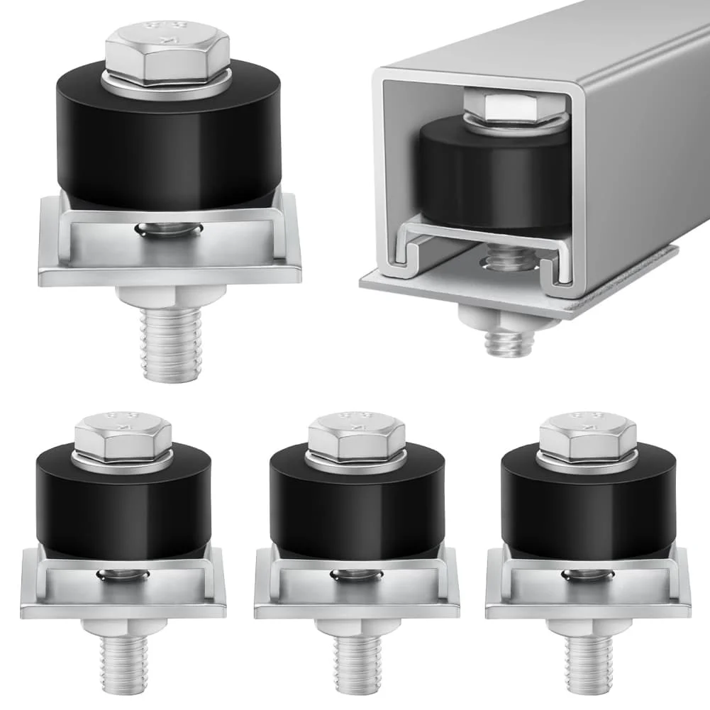 Trolley Roller Wheel Stopper Assembly for 1 5/8 Inch Channel Steel Casters with Enhanced Shock Absorption and Slip Design