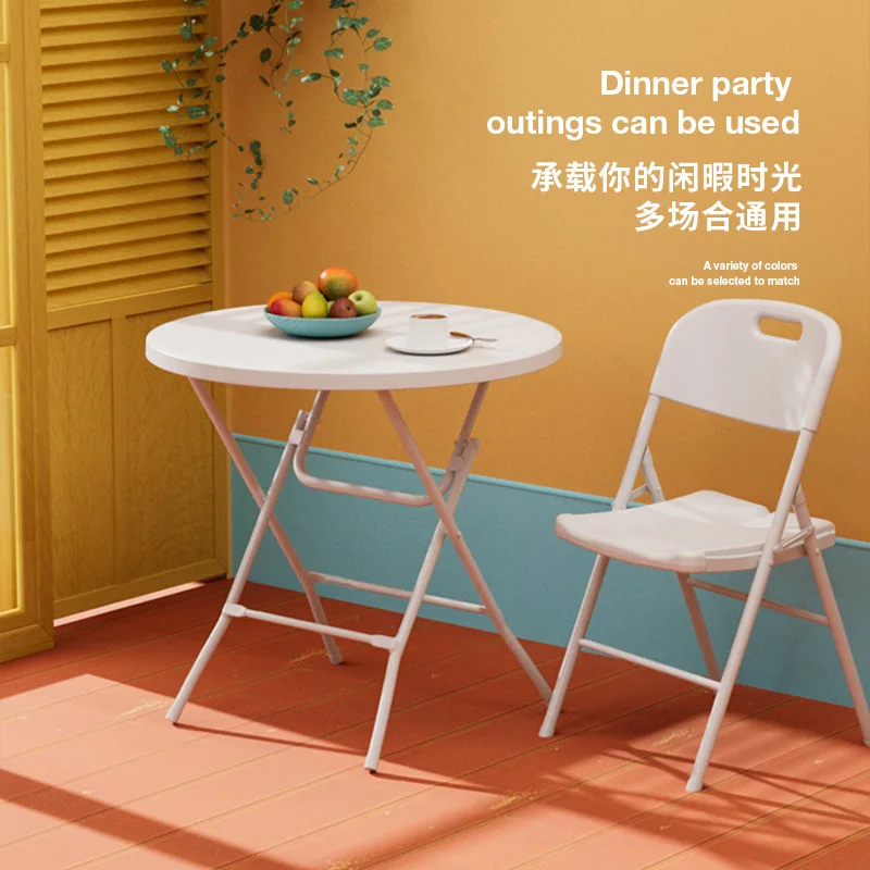 80cm Household Folding Table Outdoor Dining Table Small Unit Round Table