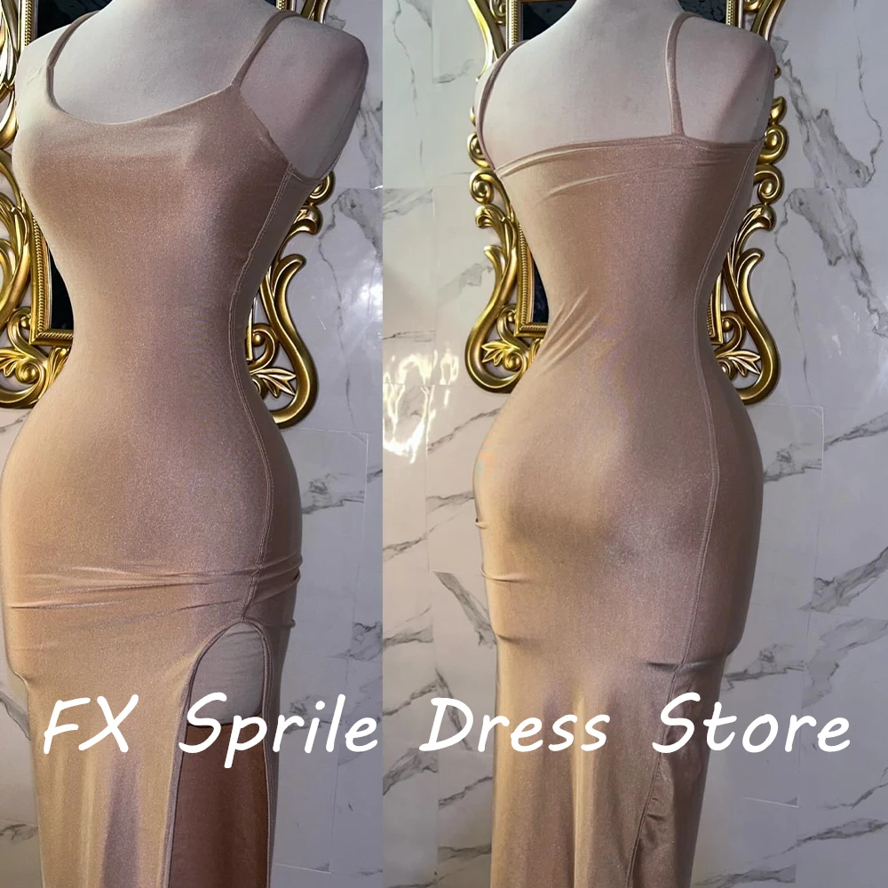 Strapless Spaghetti Straps Sleeveless Velour Sheath Floor Length Side Slit Solid Color Backless Elegant Evening Dress Woman 2024