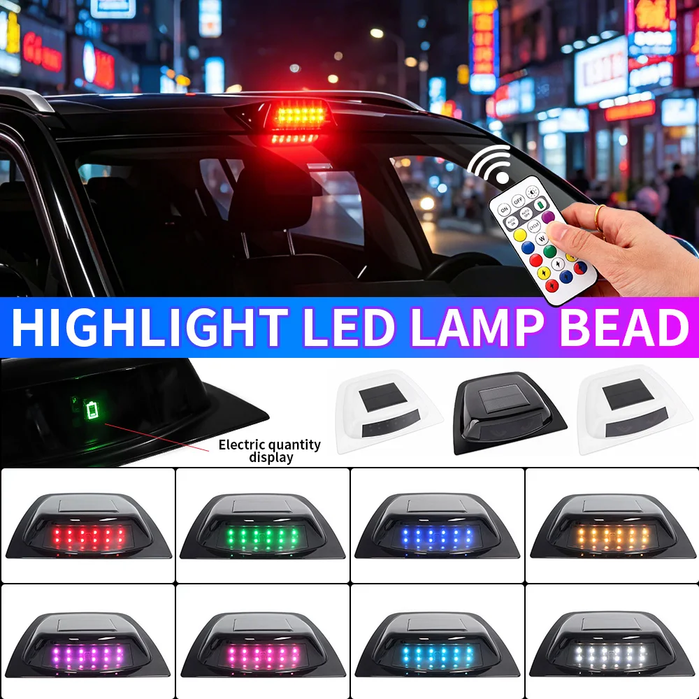 Solar Powered LED Car Roof LiDAR Decorative Cover Light Anti Rear End Collision Warning Flashing Navigation Light