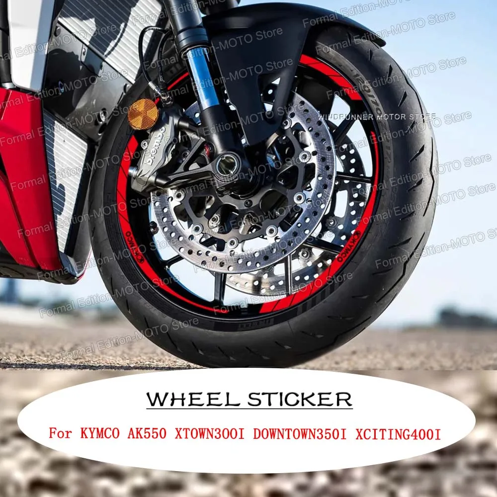 

For KYMCO AK550 XTOWN3OOI DOWNTOWN350I XCITING400I Motorcycle Wheel Sticker Waterproof Fashionable Hub Decal Rim Stripe Tape 15"