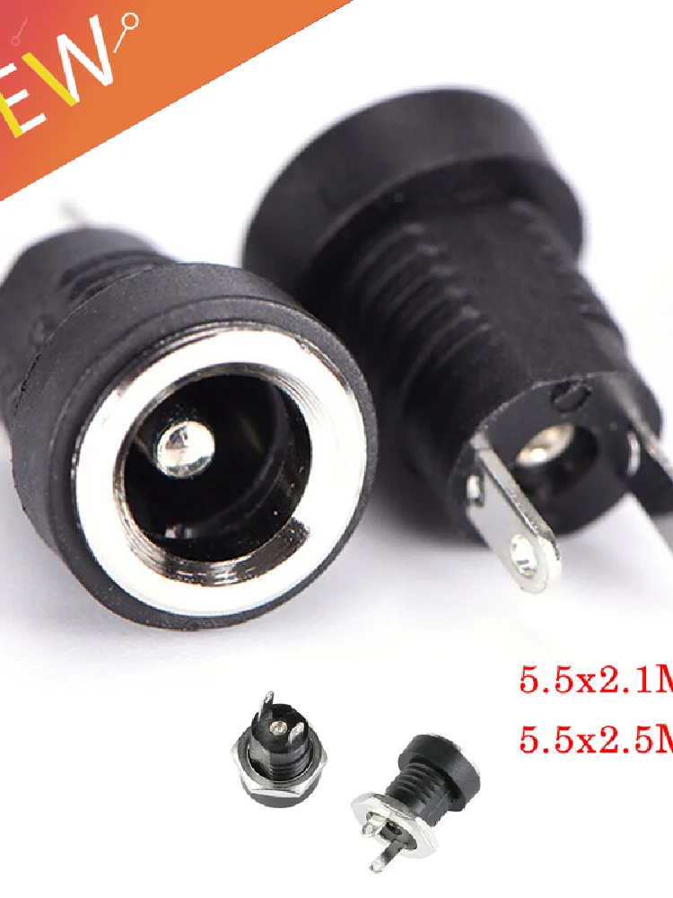 5/10 szt. DC-022B 3A 12V Gniazdo zasilania DC Żeńskie złącze do montażu panelowego 5.5 x 2.1mm 5.5x2.5mm Złącze DC022B — zdjęcie 2