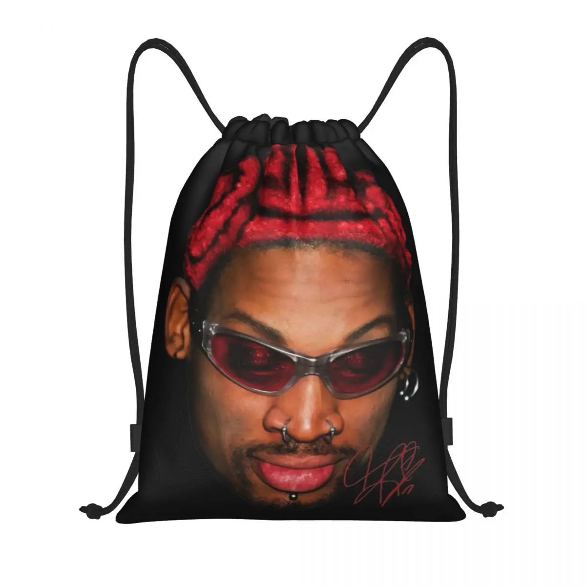 Cool Dennis Rodman Head Drawstring Backpack Sports Gym Sackpack Water Resistant Hip Hop String Bags for Running