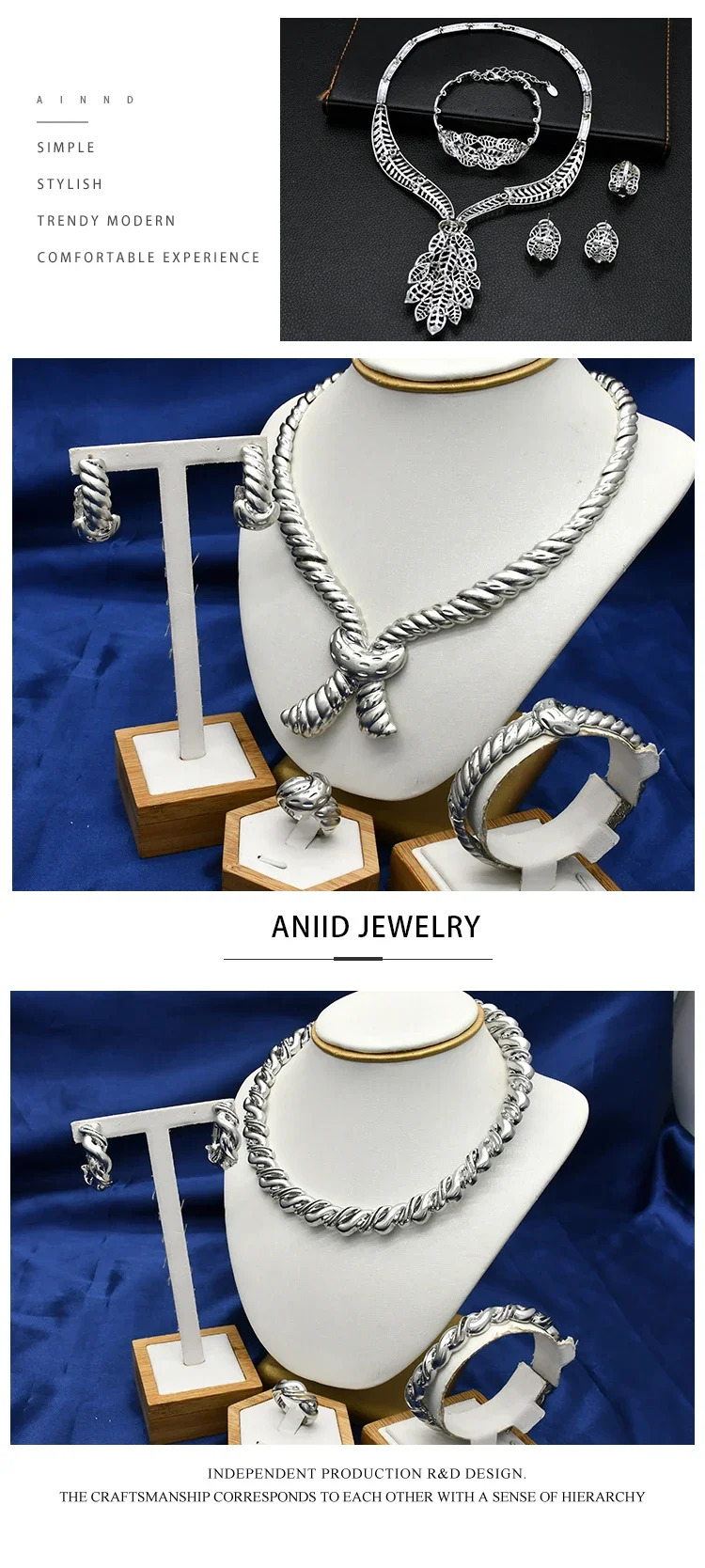 Set Di Gioielli Da Sposa Africano Collana Di Cristallo, Orecchini - Foto 5