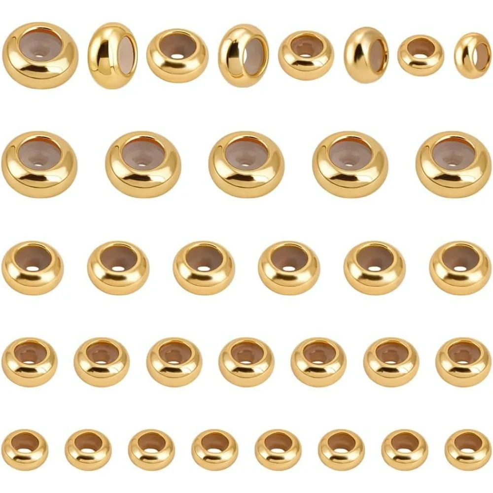 48 قطعة سدادة الخرز 4 أحجام المنزلق الخرز تحديد المواقع خرزة مباعدة قابل للتعديل حبة النحاس مع المطاط