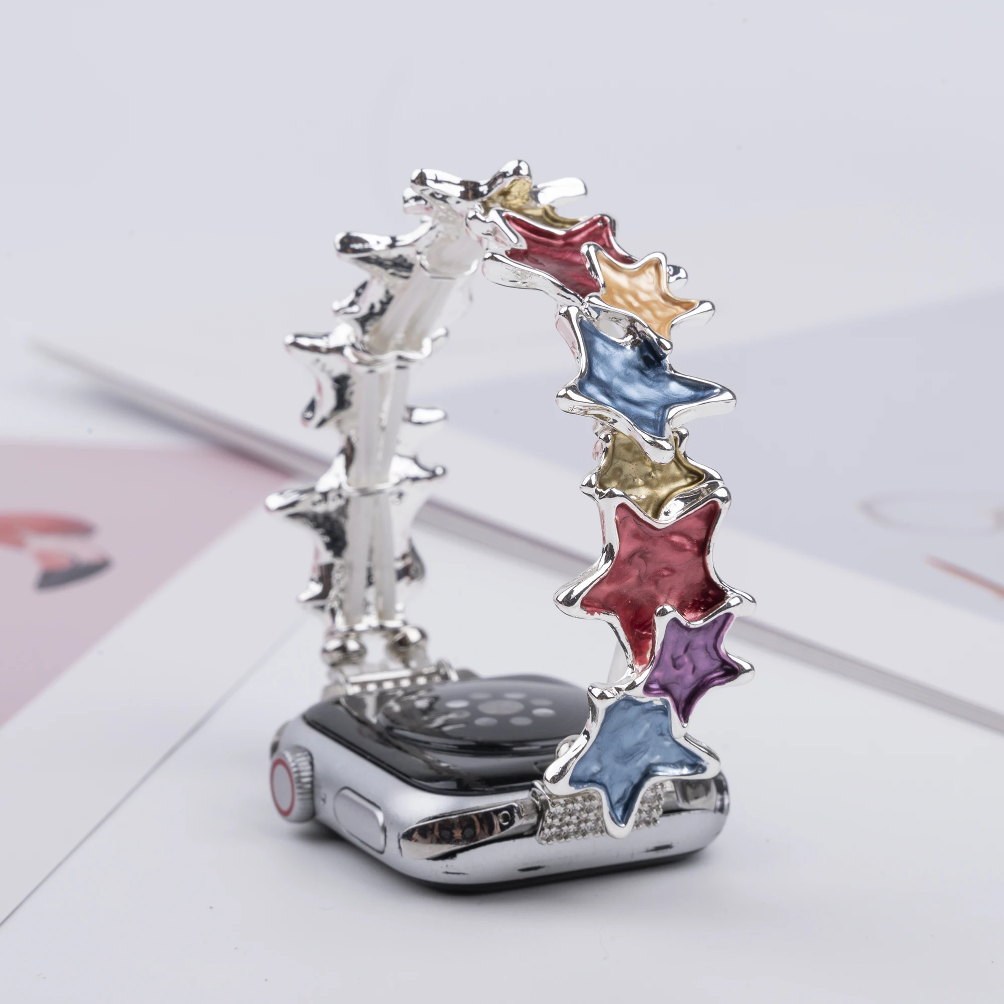 Colorful Five-pointed Star for Apple Watch Ultra 49mm 987 45mm strap Bead String Elegant for iwatch Series 38mm 6-1SE strap