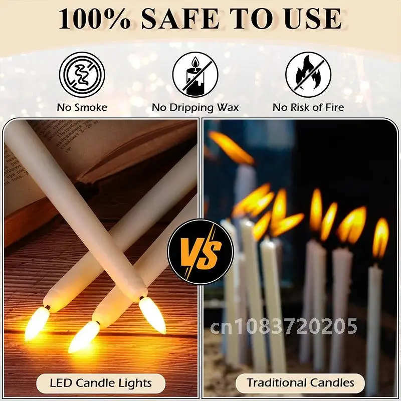 120-12Pcs Flameless Taper Candles Battery Operated LED Candle Flickering Candles Faux Candle Halloween Christmas Wedding Decor