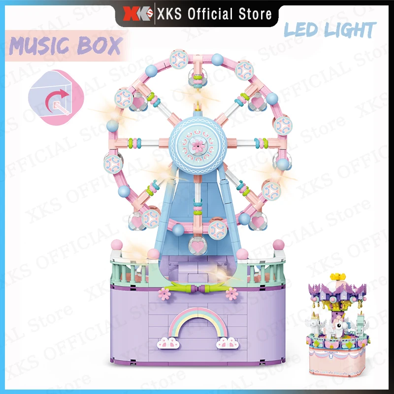 

Wltoys XKS Micro Building Blocks Brick Carousel Ferris Wheel Model City Mini Blocks Music Box Toys Building Blocks Gift for Girl