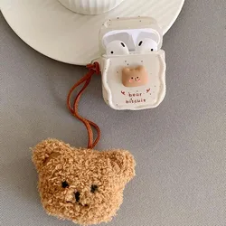 Korea Plush Bear Pendant For Apple Airpods 1 2 3 Wireless Earphone Silicone Protective Cover For Air pods Pro 2 ink Wave Case