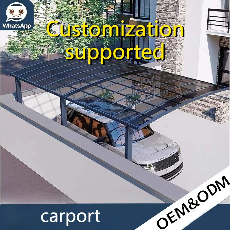 Outdoor Parking Protective Carport Custom Size Aluminum Frame Polycarbonate Roof Super Typhoon Resistant Waterproof Sun Shade