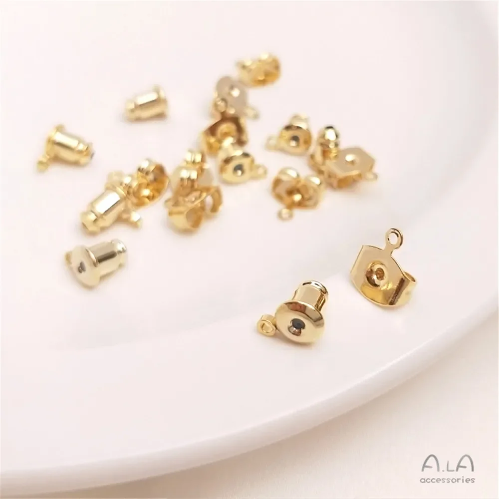 14K Gold Plated Bullet plug with hanging ring Butterfly ear plug with hanging ring Diy ear stud accessories