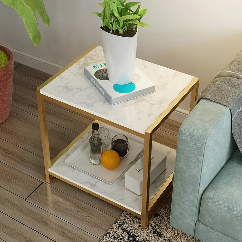 Nordic marble edge corner light luxury living room sofa small apartment coffee table simple modern bedside table small square