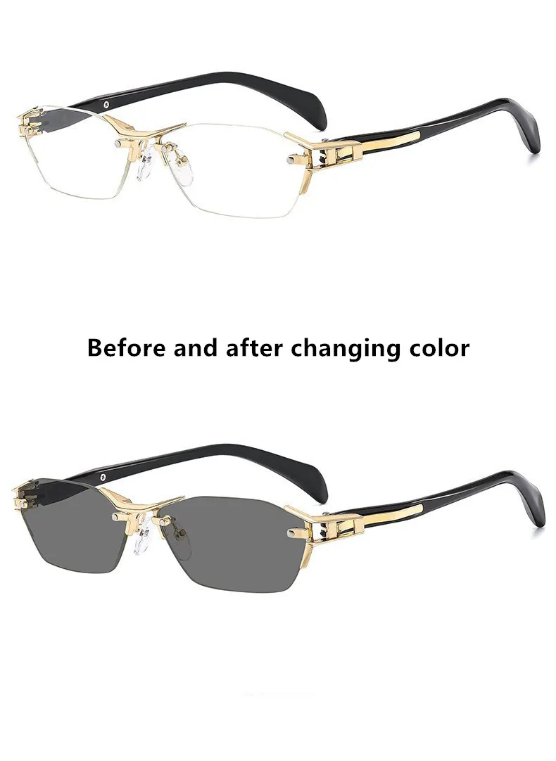2025Neue Lesebrille für Männer und Frauen, randlos, Antiblulett, Brille, Unisex, photochrome Leser, modisch, Retro, vielseitig, Trendbrille – Detail 10