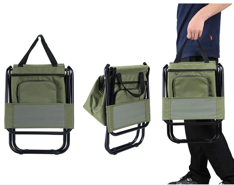 

3-In-1 outdoor folding ice fishing chair with storage bag and backrest insulation for camping and leisure