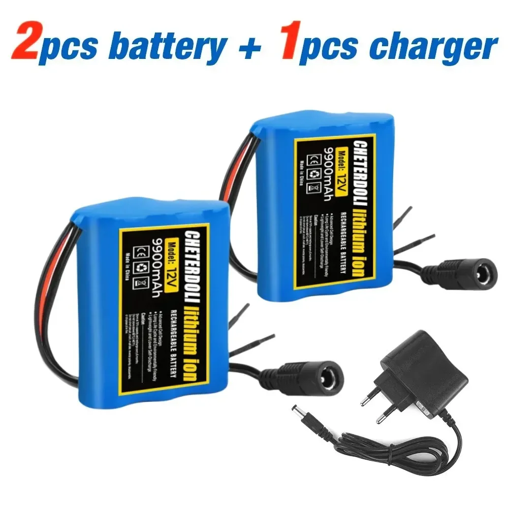 100% New 3S1P Protection Plate12V 9.9Ah Battery Pack 12V 9900mAh 18650 Lithium ion DC 12.6V Super Rechargeable Battery + Charger