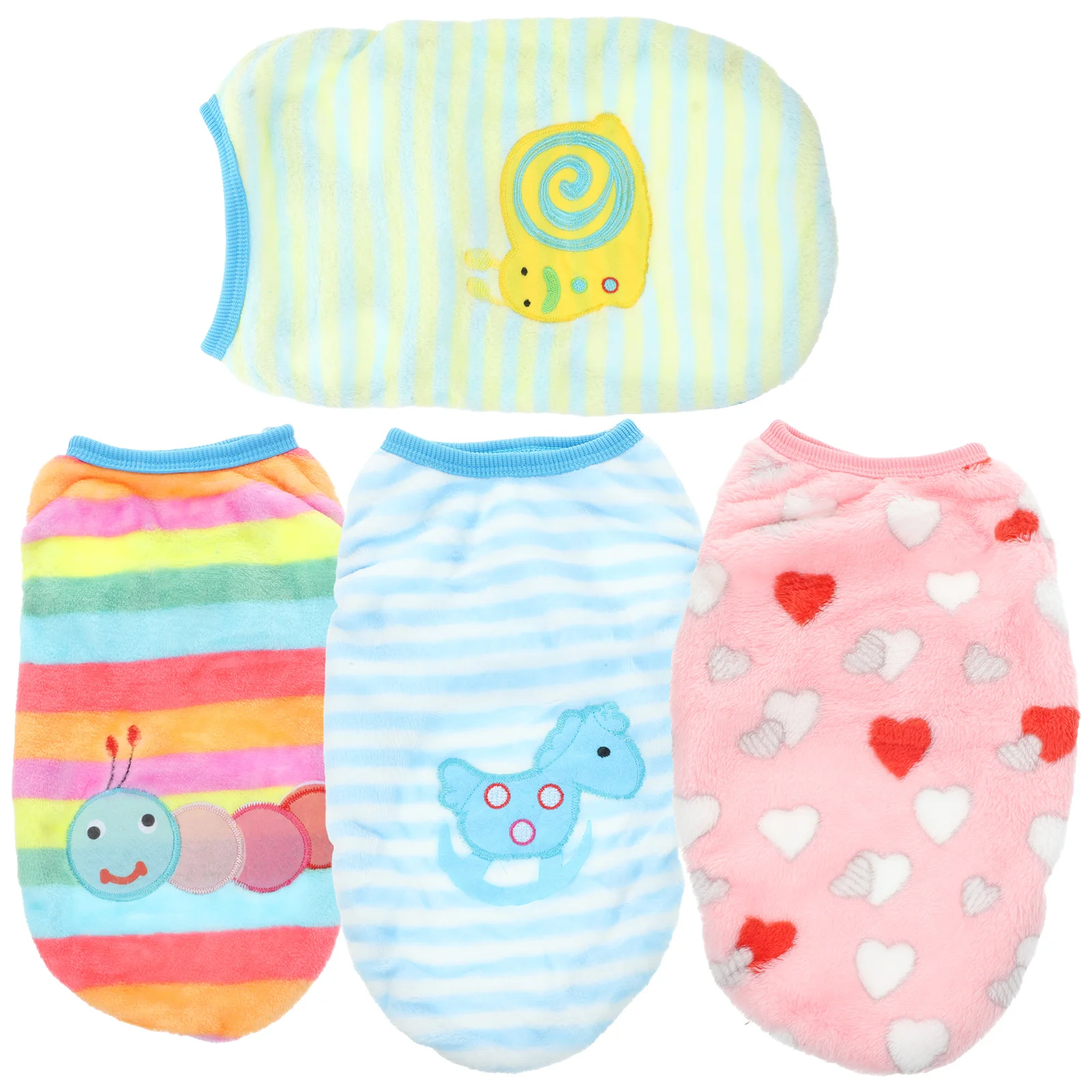 

4Pcs Pet Warm Vest Small Dog Clothes Flannel Soft Comfortable Daily Wear Autumn Winter Dog Costume Pet Supplies